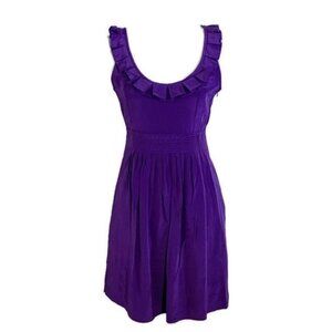 Tibi Dress Women Sleeveless Mini Flare Silk Sundress Pleats Solid Purple 4 Small